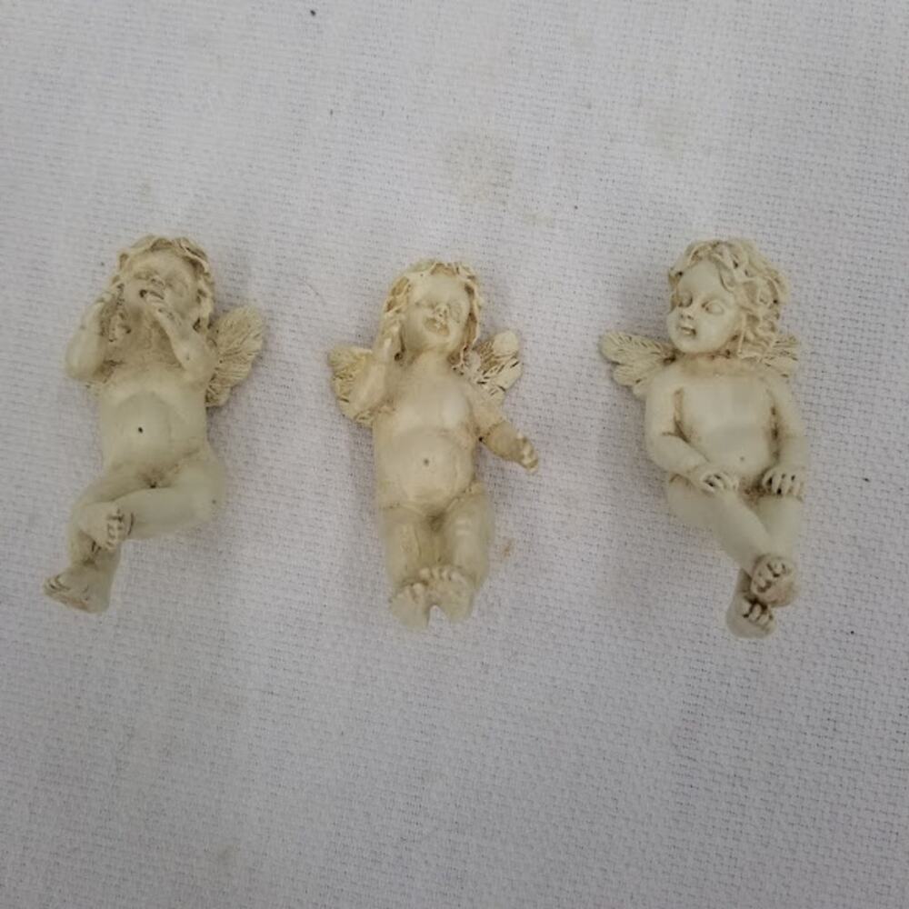 LOT OF 3 Angel Lampshade Hangers Christian Home Decor White Resin Clips